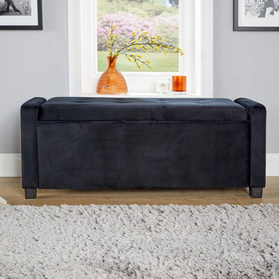 Starke 111cm Wide Faux Leather Rectangle Solid Colour Ottoman with Storage