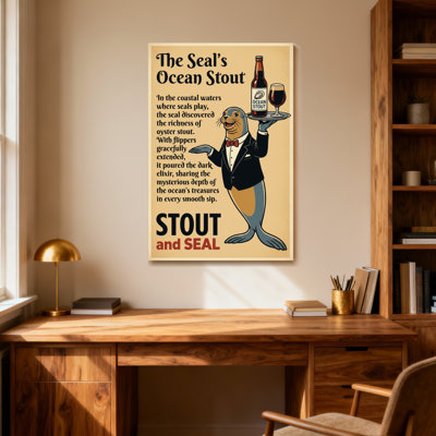 Fashion Seal Serving Beer With Tray And Text