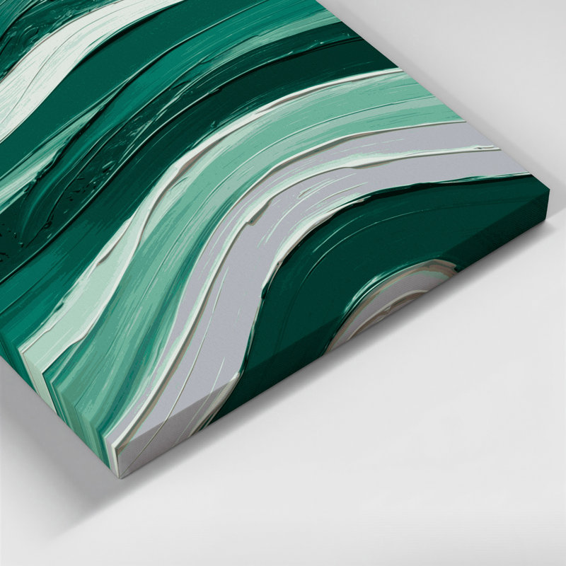 Toile horizontale émeraude à rayures horizontales gris clair et vert, H 20 po x l 30 po