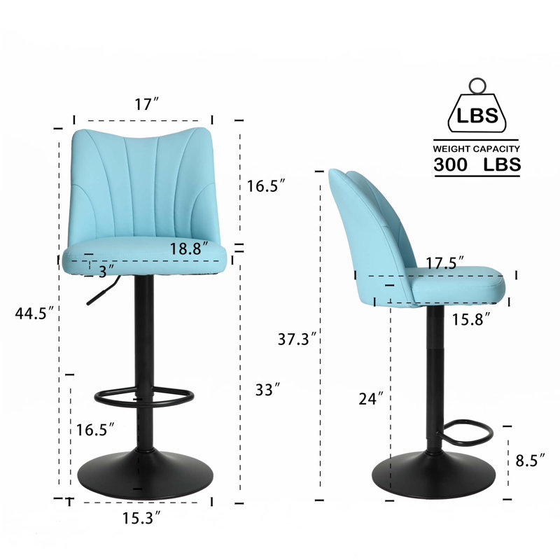 Ensemble de 2 tabourets pivotants, hauteur ajustable