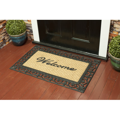 Tapis de porte d’extérieur anti-dérapant 36" x 22" à bordure en caoutchouc massif tuffcor Calleja