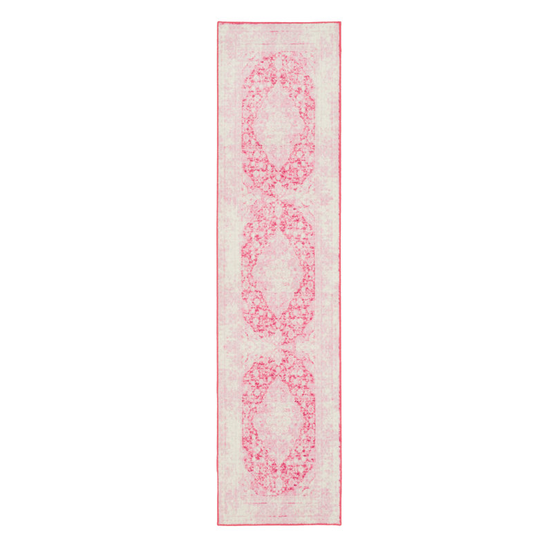 Lofland Oriental Medallion Pink Area Rug, Runner 2' x 8'