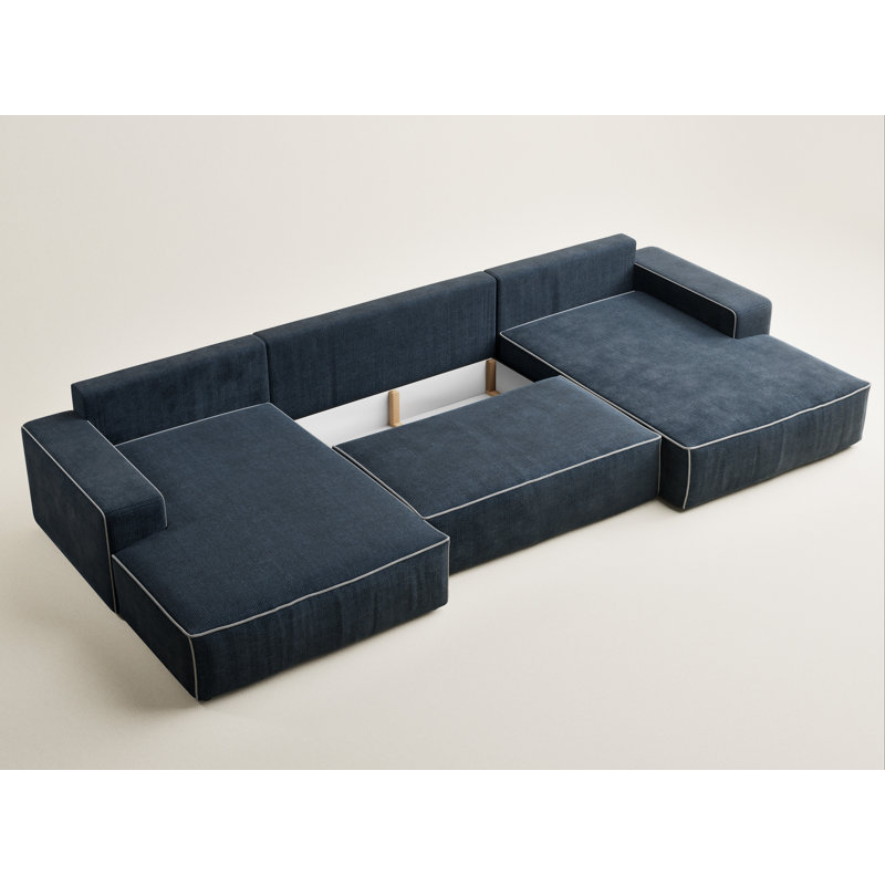 6 Seater Reclining Corner Sofa , Navy/Grey