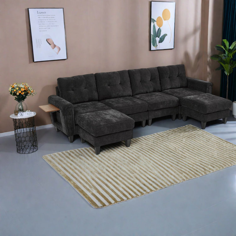Canapés modulaires spacieux, canapé de salon moderne revêtu de chenille