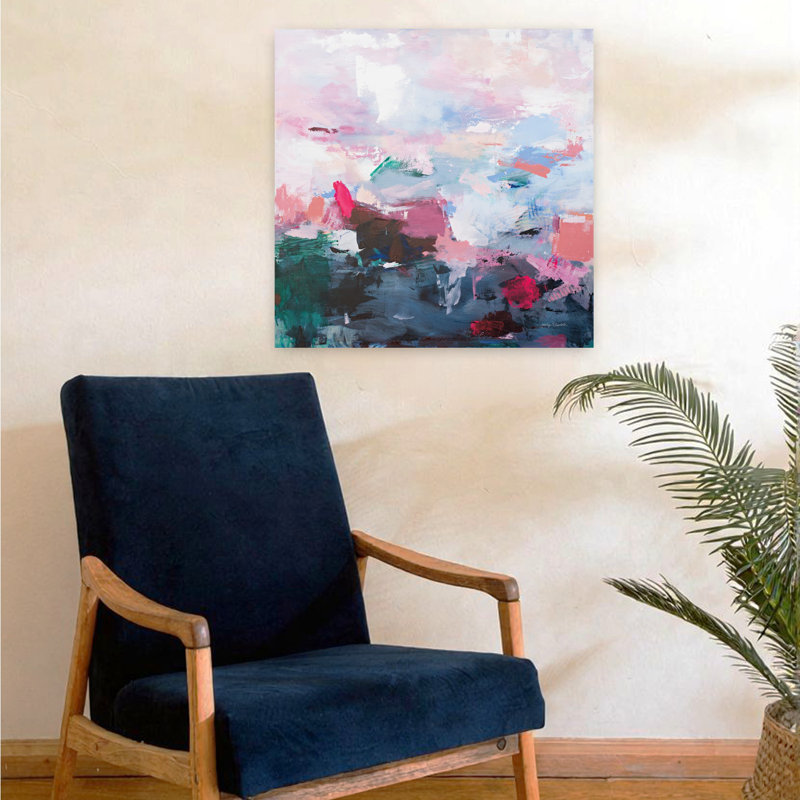 Contemporain illimité avec art abstrait bleu, H 24 po x l 24 po