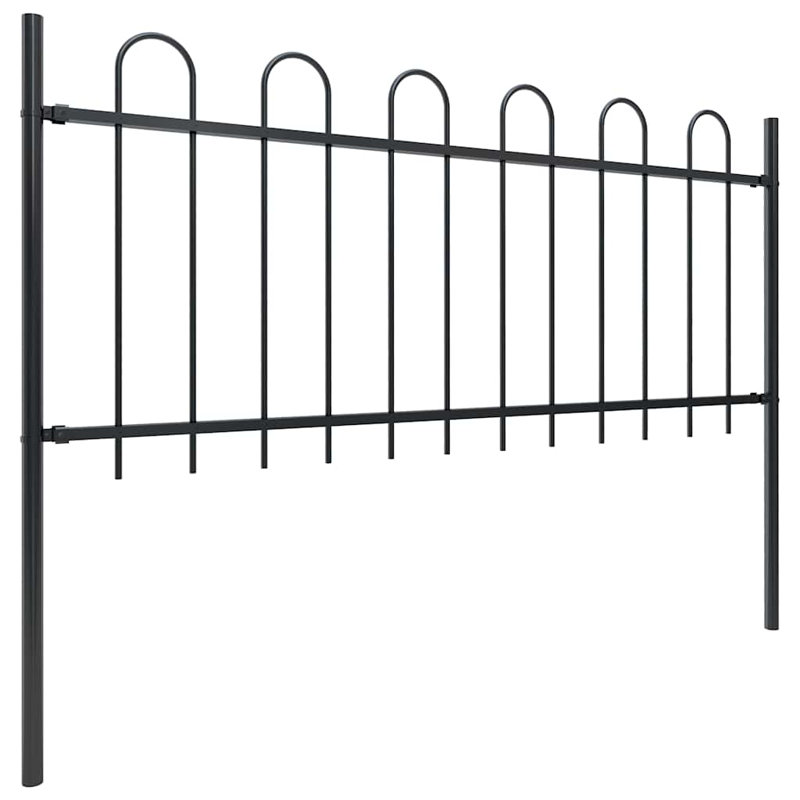 Cirincione Garden Fence with Hoop Top Steel, 130cm H x 180cm L