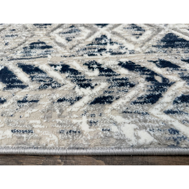  Kainaan 1243 Blue Geometric Area Rug, Rectangle 3'3" x 4'11", Blue