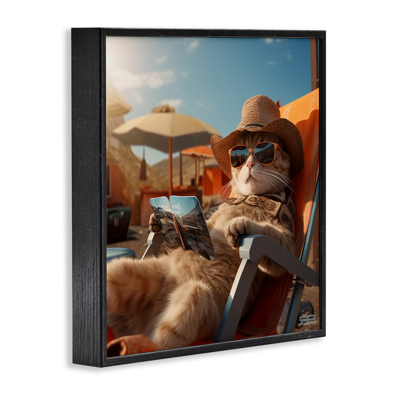 Fauteuil relaxant pour chat, estampe numérique par RB, Giclée encadrée noir minuit, H 17 po x l 17 po