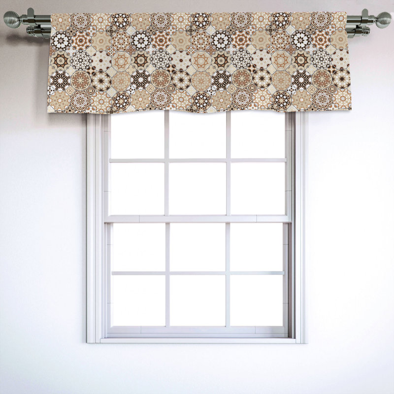 Sateen Geometric Ruffled Window Valance