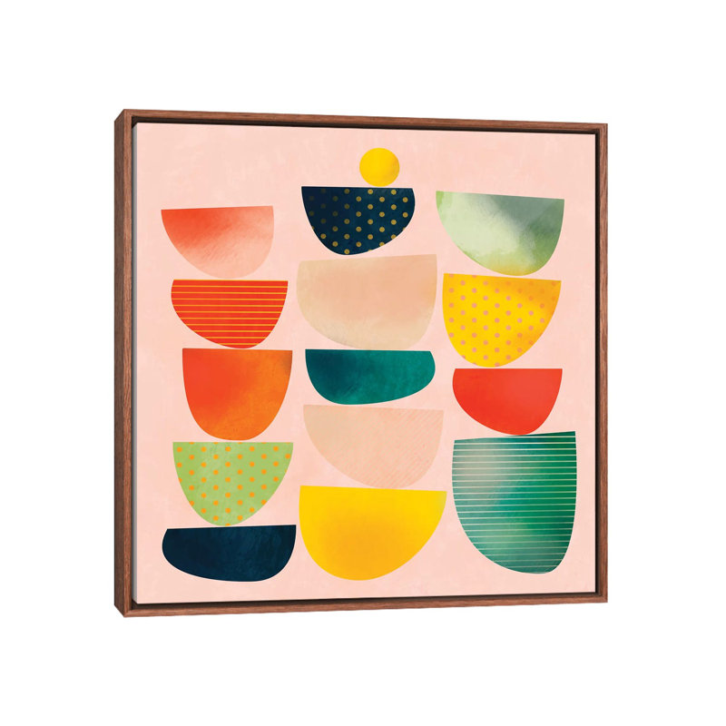 «Mid Century Geometric Half Circles» par Ana Rut Bré - impression d'art graphique, Aucun mat, H 37 po x l 37 po x P 1,5 po