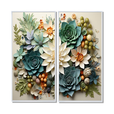 Plantes vertes succulentes sereines VI - Fleurs murales succulentes