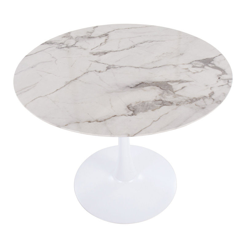 Table de salle à manger Jagpreet, Plateau blanc / base blanche