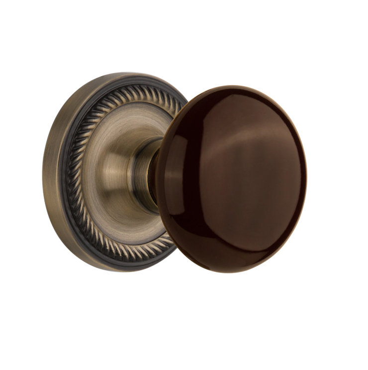 Rope Rosette with Brown Porcelain Door Knob Nostalgic Warehouse 