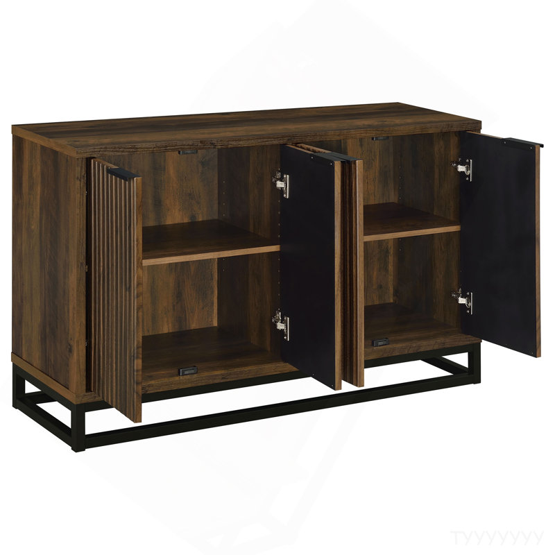 Thurston Dark Pine 4-Door Engineered Wood Accent Cabinet