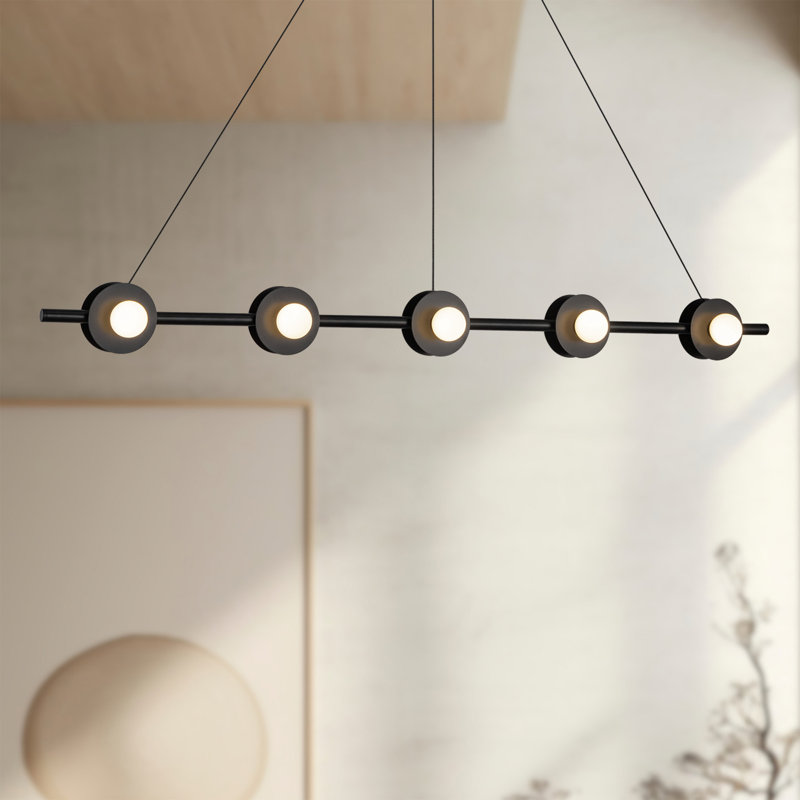 Luminaire suspendu linéaire 48 po Elixir, Noir / blanc, Noir