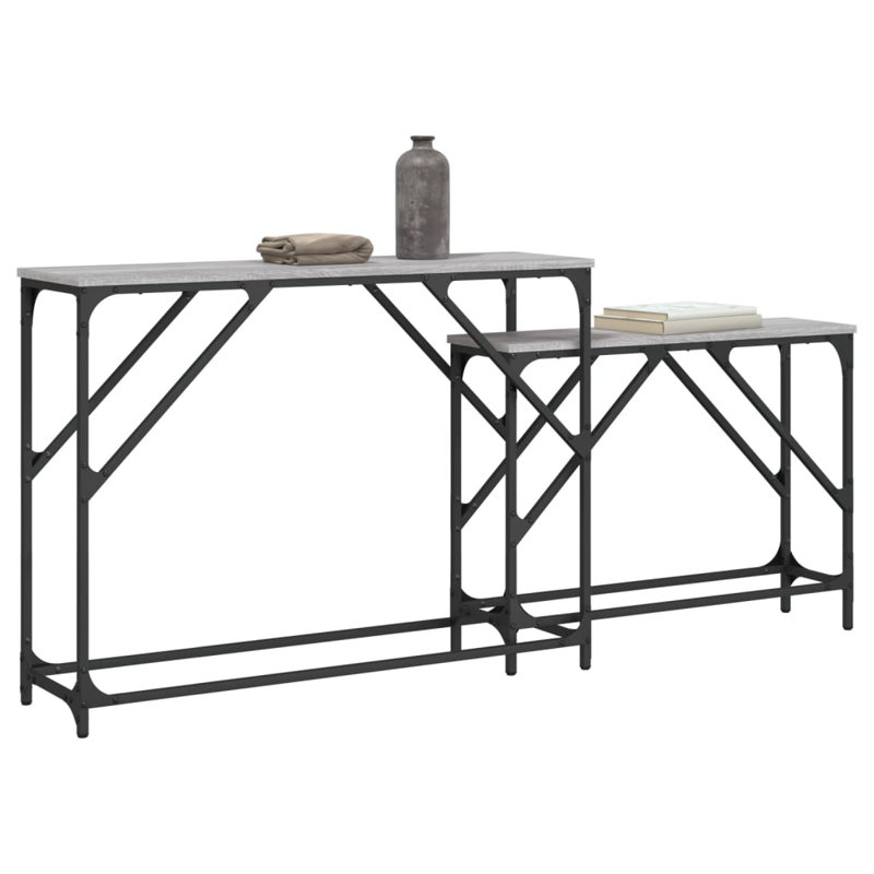 vidaXL Nesting Console Tables Hallway Stand Behind Sofa 2 Pcs Engineered Wood, Grey Sonoma