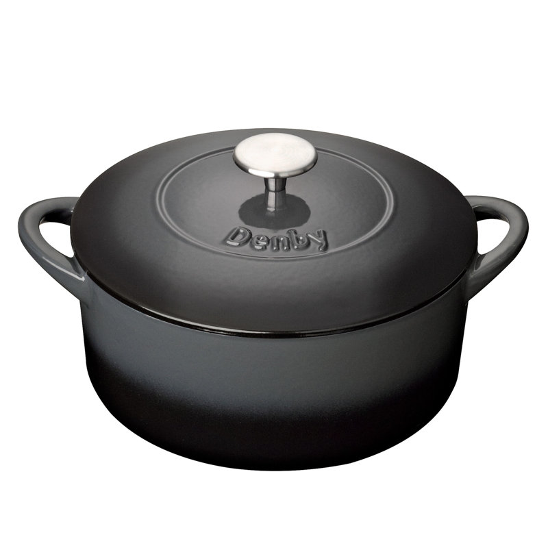 Denby Cast Iron Round Casserole, 26cm, Halo Grey