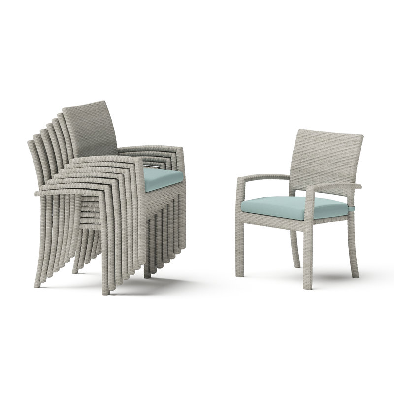 Winnie Stacking Patio Dining Armchair with Cushion, Canvas Spa Sunbrella® Canvas