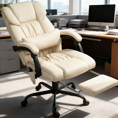 Chaise de bureau avec coussin, inclinable et repose-pieds