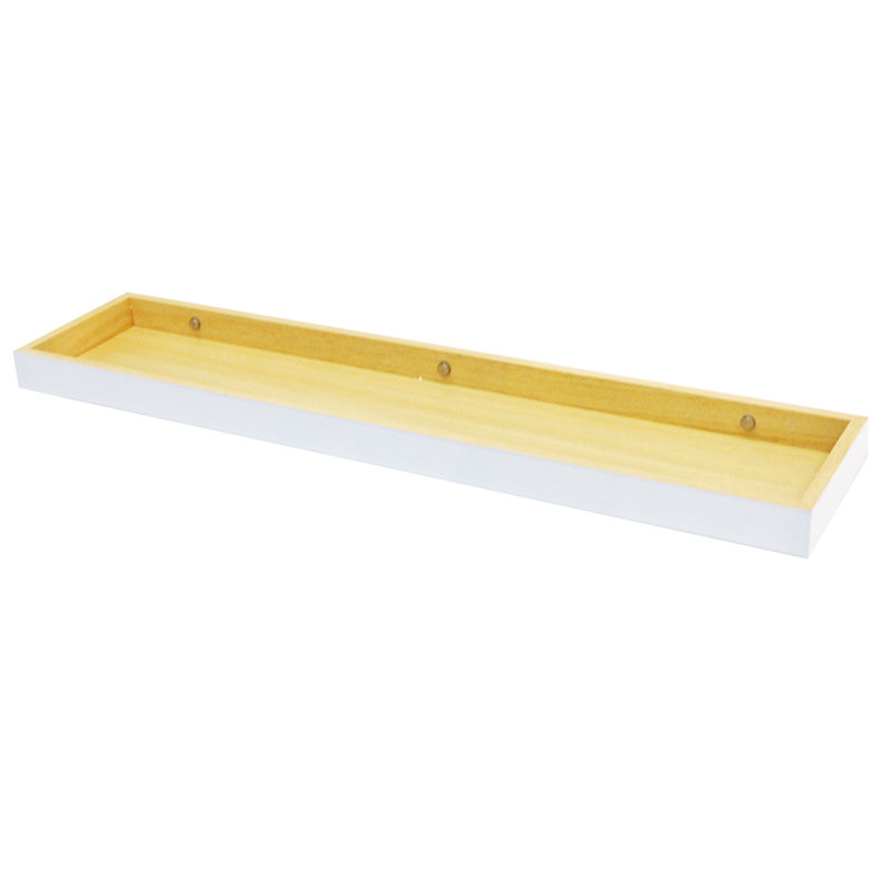 Pine Solid Wood Floating Shelf, White / Beech