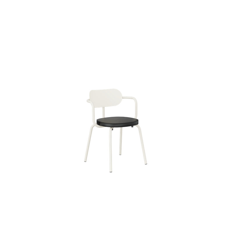 Khylia 18.1'' H Upholstered Metal Armchair, Black, Pure White