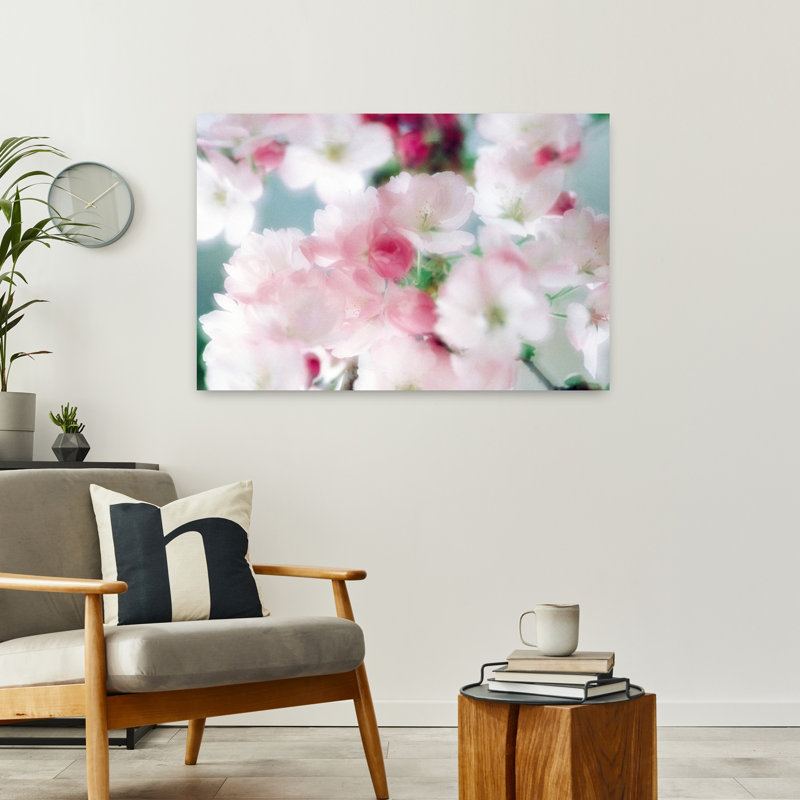 Fleurs de cerisier, gros plan, vue abstraite, art contemporain de fleurs de cerisier, H 24 po x l 36 po