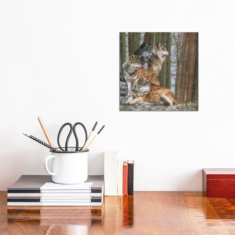 Four Wolves by David Stribbling - Wrapped Canvas Print, 30.48 cm H x 30.48 cm W