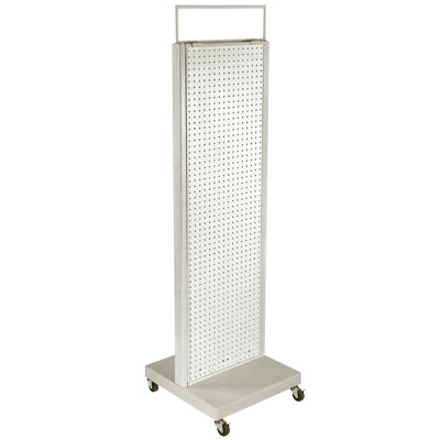 White Pro Series: Two-sided Pegboard Floor Display With Metal Frame, 16"w X 60"h