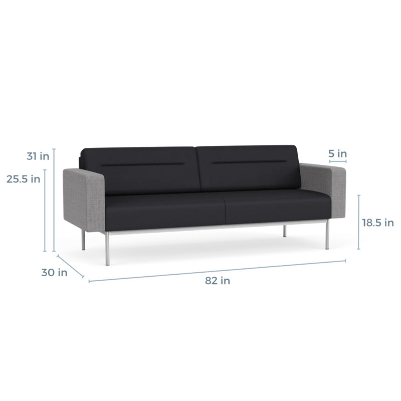 Canapé de réception Darsey, Sans alimentation, Noir Patriot Plus; gris chambray, Argent argent