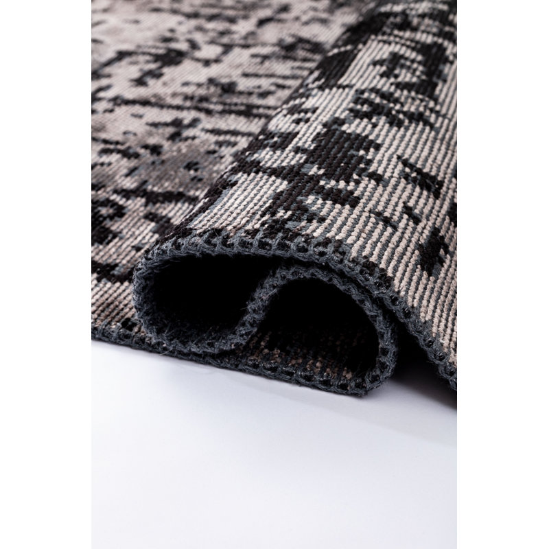 Rapture Gray/Black Abstract Luxury Area Rug, Rectangle 7'10" x 11'2"