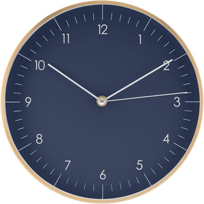 Horloge murale moderne à quartz avec mouvement silencieux, design scandinave, horloge de cuisine et de salon, idée cadeau, décoration intérieure tendance, 10 pouces, en bleu foncé LUUK