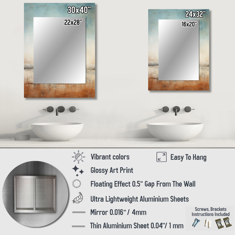 Elemental Eternity Minimalism - Minimalism Decorative Wall Mirror, Brown Mirror, Printed Metal Art, 40" x 30"