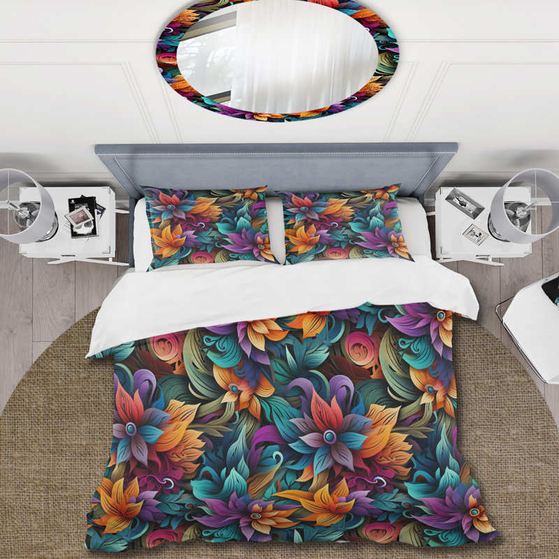 Ensemble de housse de couette Vibrant Mandala, Housse de couette pour très grand lit et 2 très