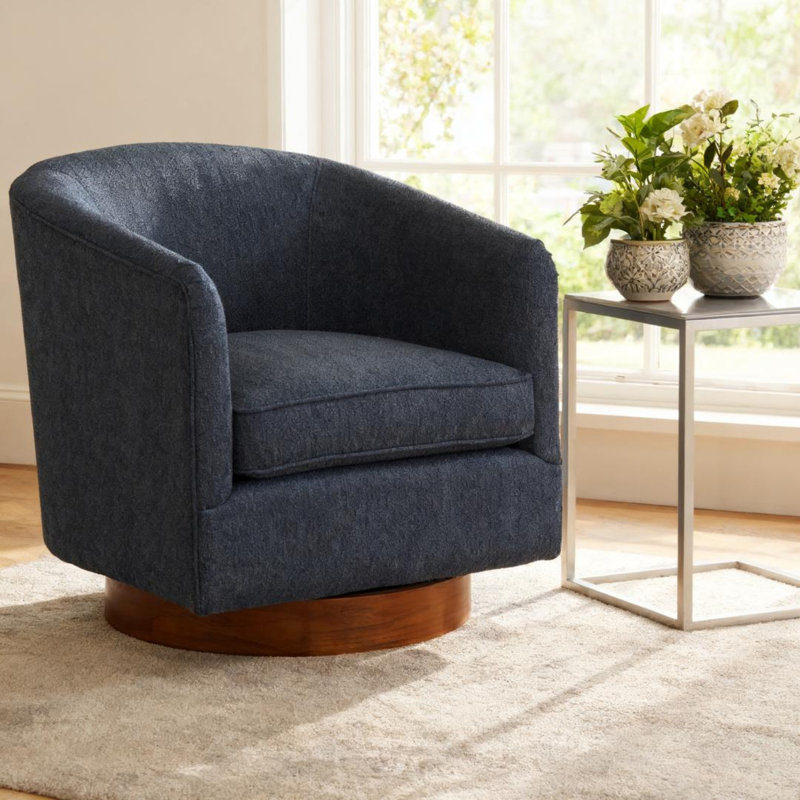 Chaise pivotante en tissu bleu Miramar, Marine