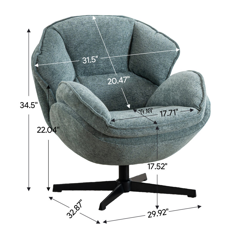Upholstered Tufted Swivel Accent Chair, Green