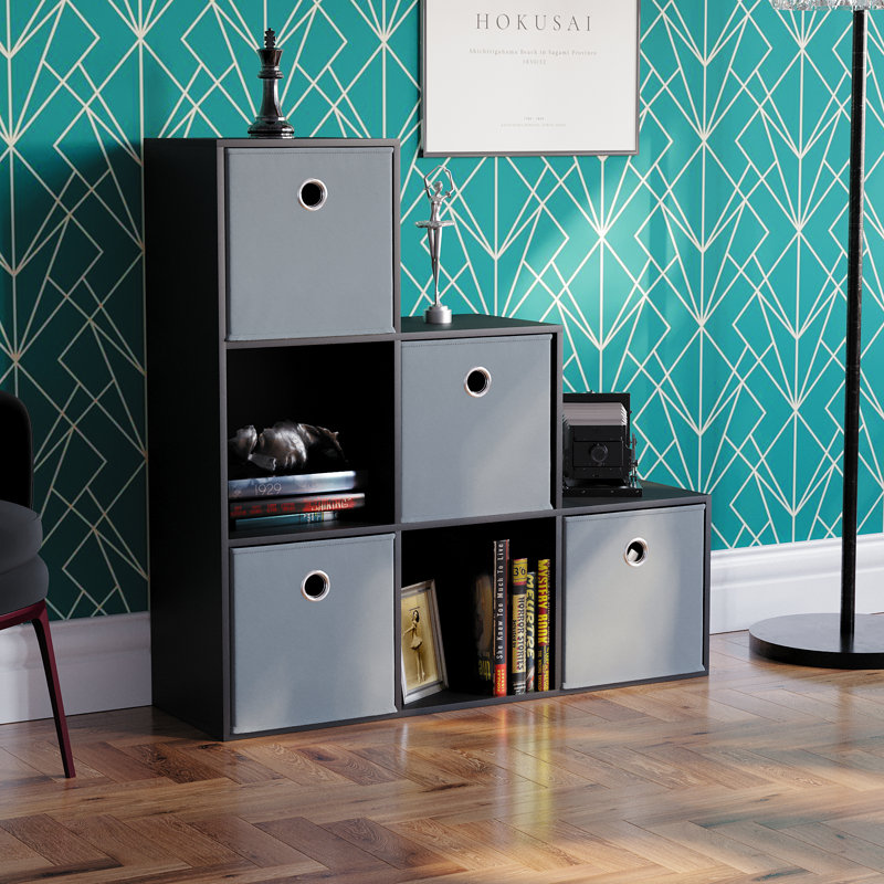 Herchel 96.5 cm H x 96.5 cm W Cube Bookcase, Grey, Black