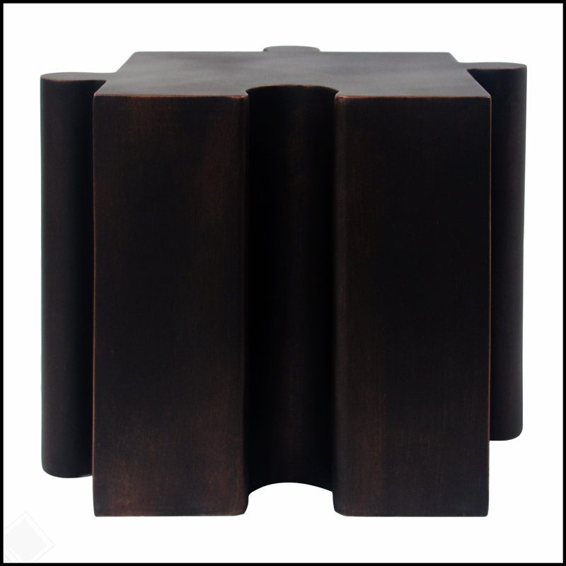 Table d'appoint casse-tête, table modulaire à bord convexe MGO, H 17,75 po x l 15,75 po x P 15,75 po, Brun