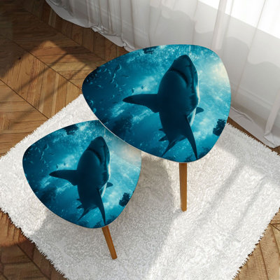 Ensemble de 2 tables d'appoint triangulaires pour table d'appoint Shark Bait
