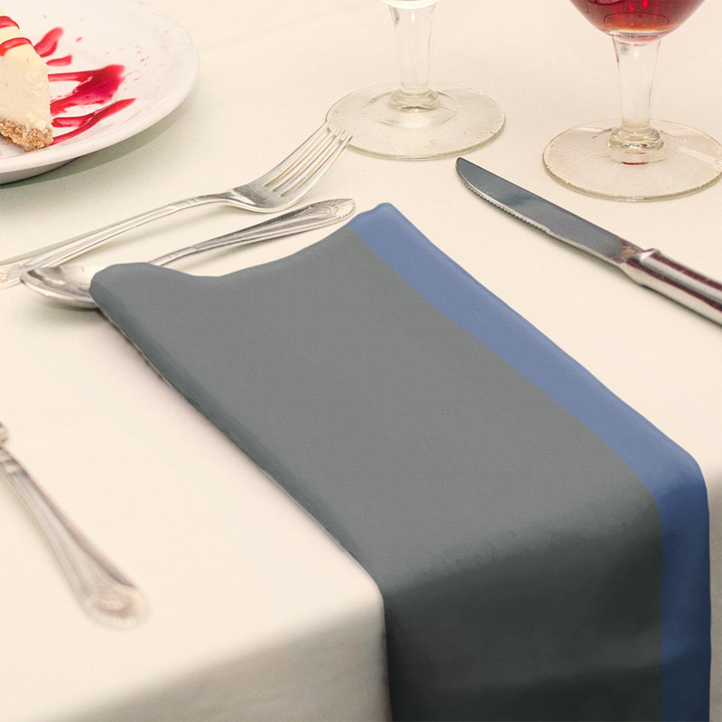 Memphis Striped Square Napkin, 22" W x 22" L, Basketball Gray/Basketball Blue/Basketball Yellow, Cotton Twill