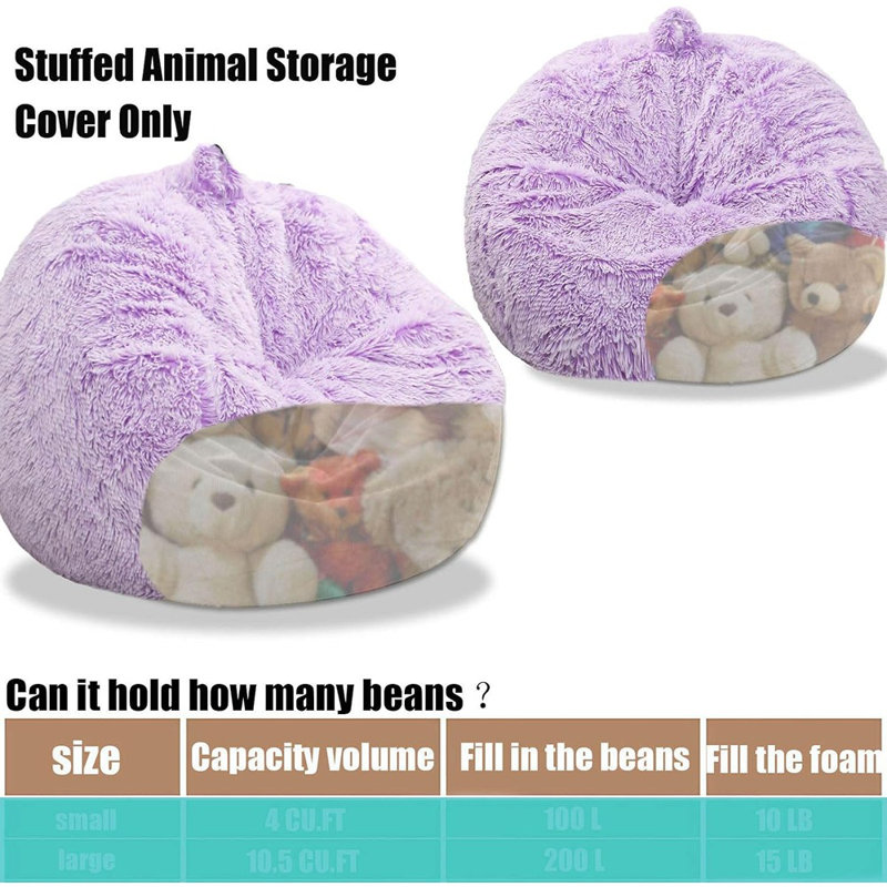 Housse de rangement pour sac de pois en peluche - Lavande - Sans rembourrage, fausse fourrure, confortable, pour organiser des peluches ou des textiles