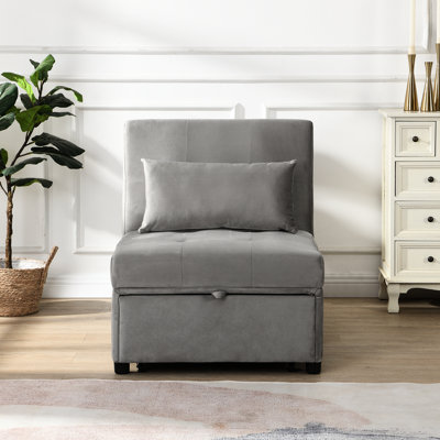 Lit pliant gris - multifonctionnel pour une utilisation partout. Peu d'espace, utilisateur. Fonctionne comme table à thé, fauteuil, lit simple. Conception ergonomique, stable. Tissu en velours. Capacité de poids de 264 lb. 39,78 po