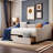 Upholstered Tufted Daybed With Two Drawers And Copper Nail Design-1474181209