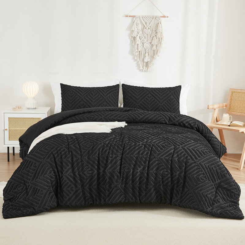 Ensemble d'édredon surdimensionné pour grand lit 7 pièces noir Andency, Très grand surdimensionné (98 po x 98 po), Noir