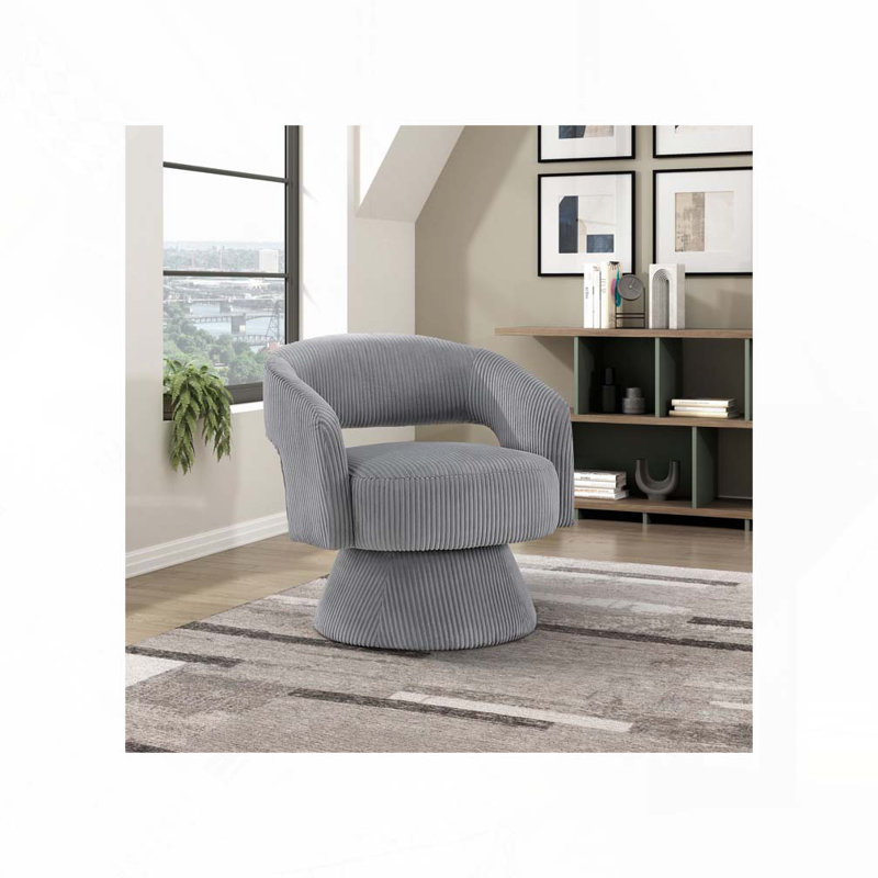 Yanitzia 27" Modern & Contemporary Swivel Chair with Corduroy Fabric Upholstery, 360-Degree Swivel, Foam over Pocket Coils