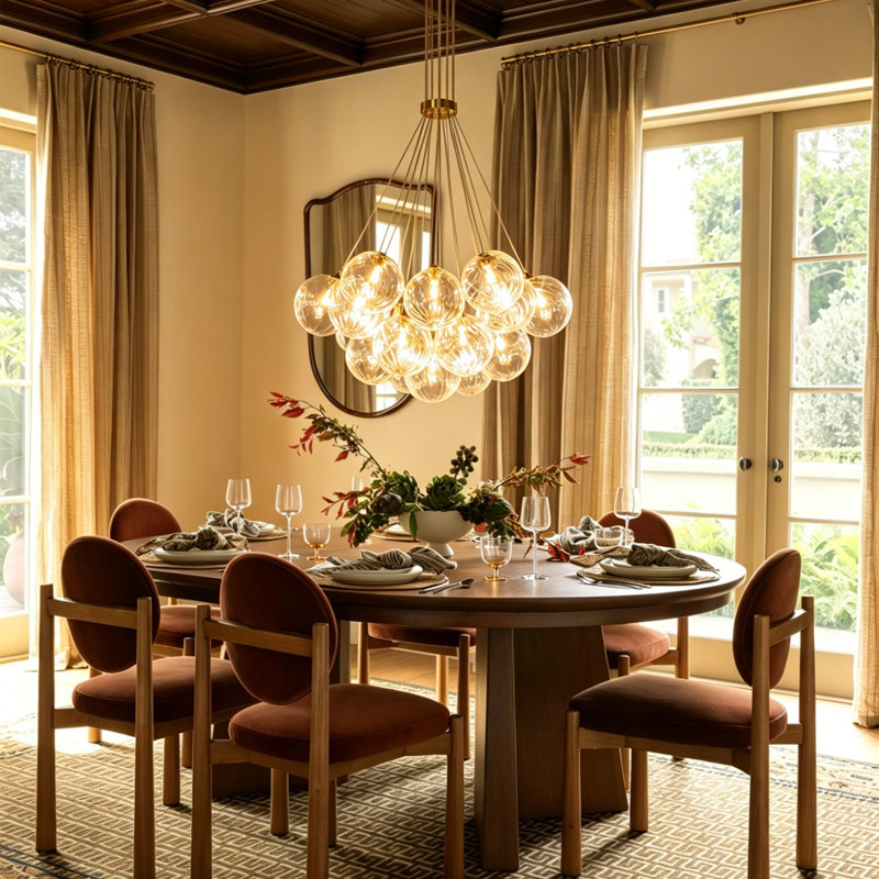 Newtown 19 - Light Cluster Glass Bubble Chandelier for Dining Room, 19 Lights