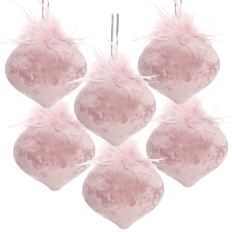 Boules de Noël en verre rose (ensemble de 6) | Décoration d'arbre de 3,9 pouces