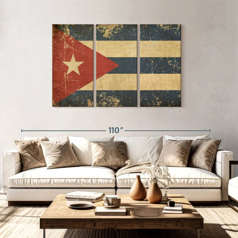 Drapeau Borges Cuba, H 48 po x l 74 po