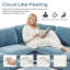 Ensemble de salon avec accoudoirs carrés en chenille bleue (causeuse et 2 chaises)-24088476