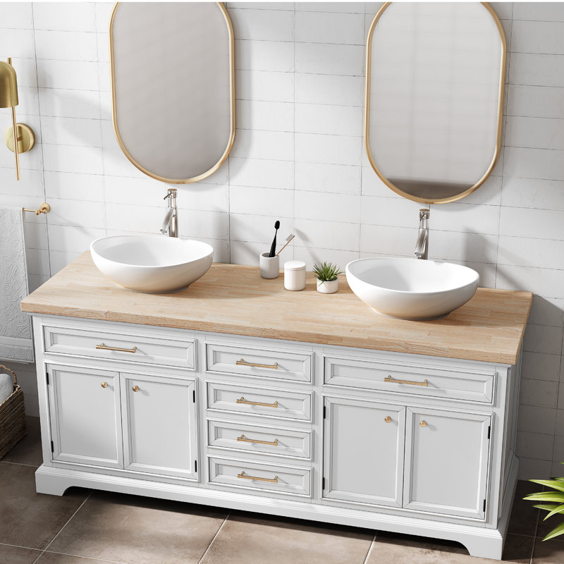 Comptoir en bois massif Hevea, H 1,5 po x l 36 po x P 25 po, Non fini