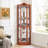 Oak Lighted Curio Cabinet With Customizable Shelves And Elegant Design Classy Display Adjustable Fine Details-7189590
